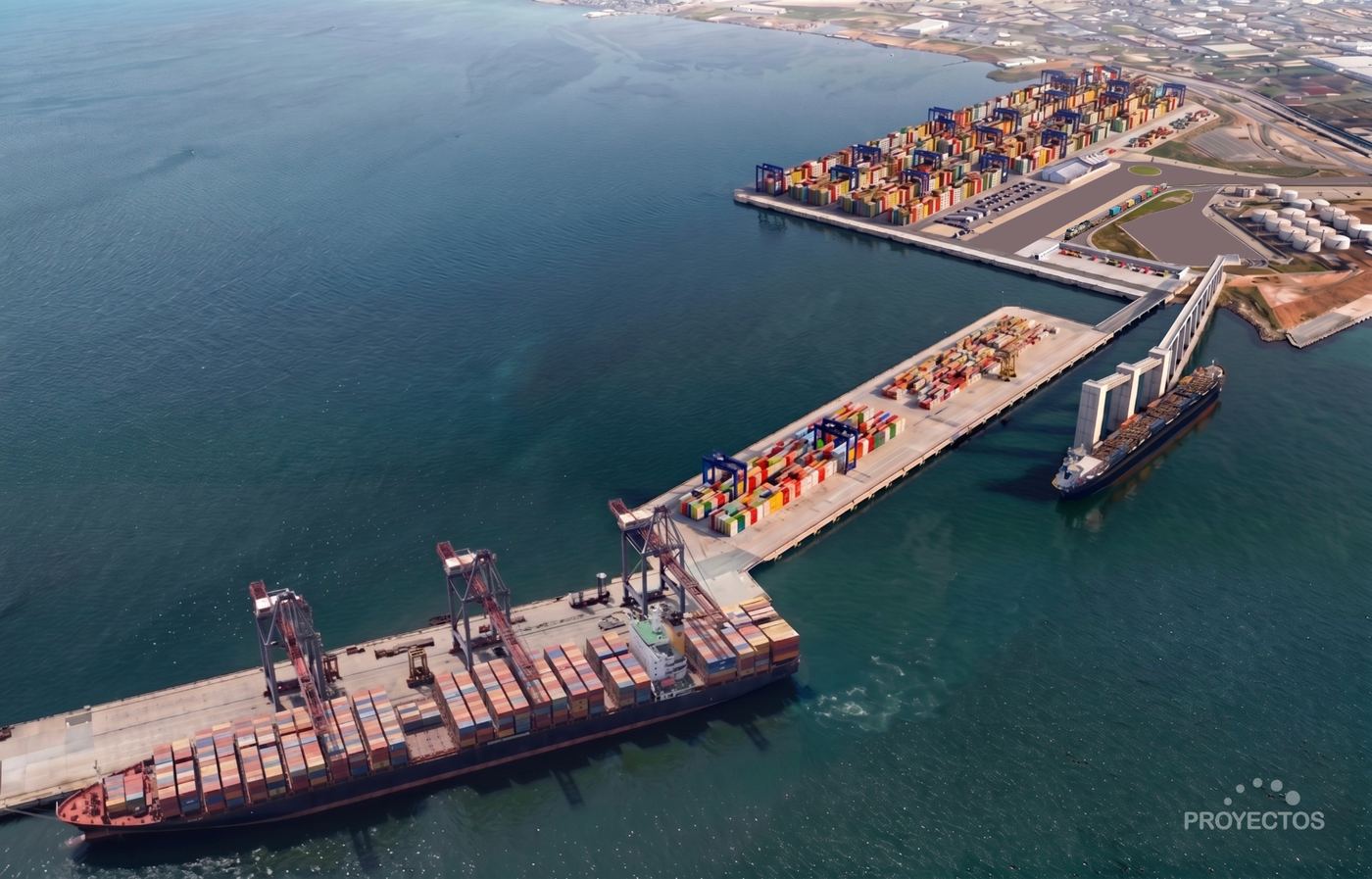 Muelle y explanada de la terminal desde el aire
