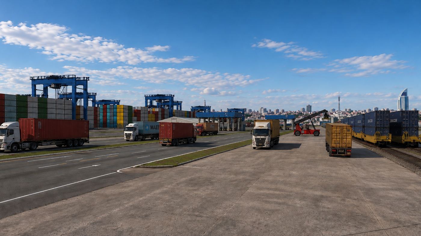Conexión ferroviaria dentro de la terminal